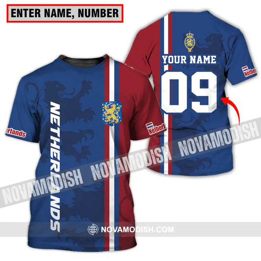 Unisex Shirt - Custom Name And Number Euro 2024 Shirt National Team Netherlands Flag Color T-shirt