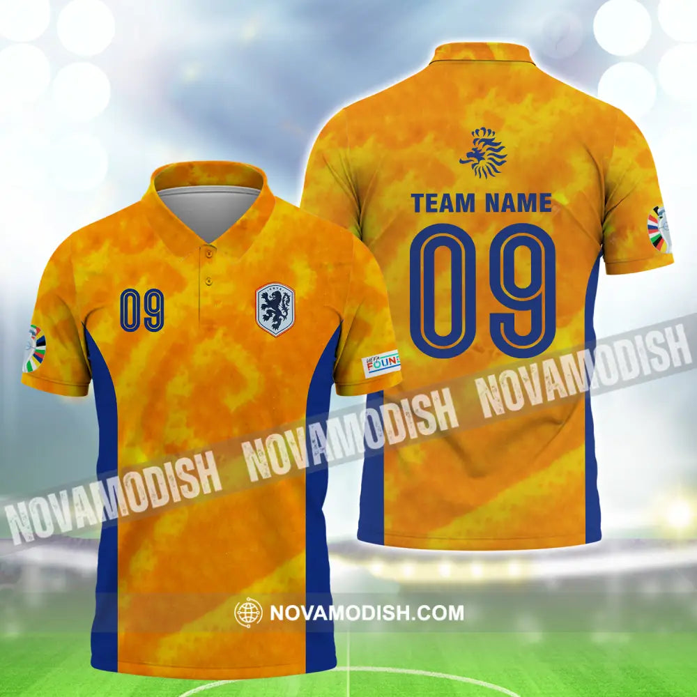 Unisex Shirt - Custom Name And Number Shirt Euro 2024 National Team Netherlands KNVB Polo Shirt / S T-shirt