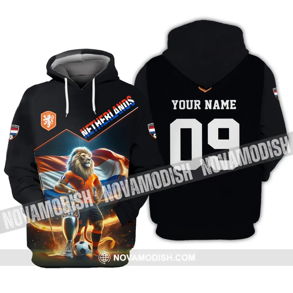 Unisex Shirt - Custom Name And Number Shirt Euro 2024 National Team Netherlands Lion Hoodie / S T-shirt