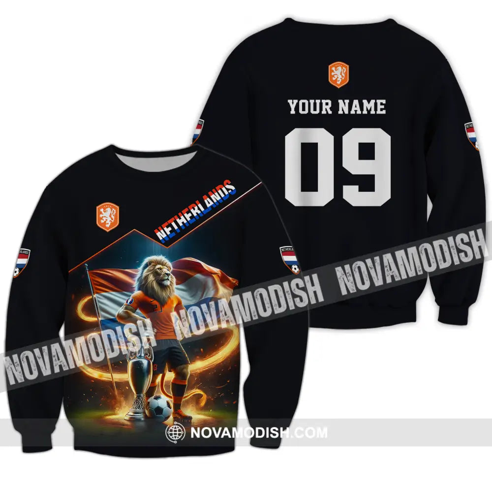 Unisex Shirt - Custom Name And Number Shirt Euro 2024 National Team Netherlands Lion Long Sleeve / S T-shirt