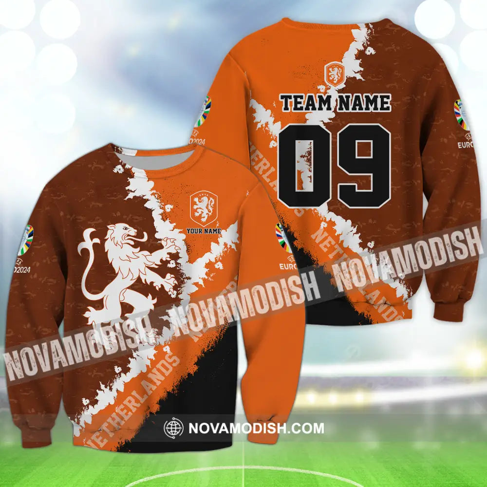 Unisex Shirt - Custom Name And Number Shirt Euro 2024 National Team Netherlands Long Sleeve / S T-shirt