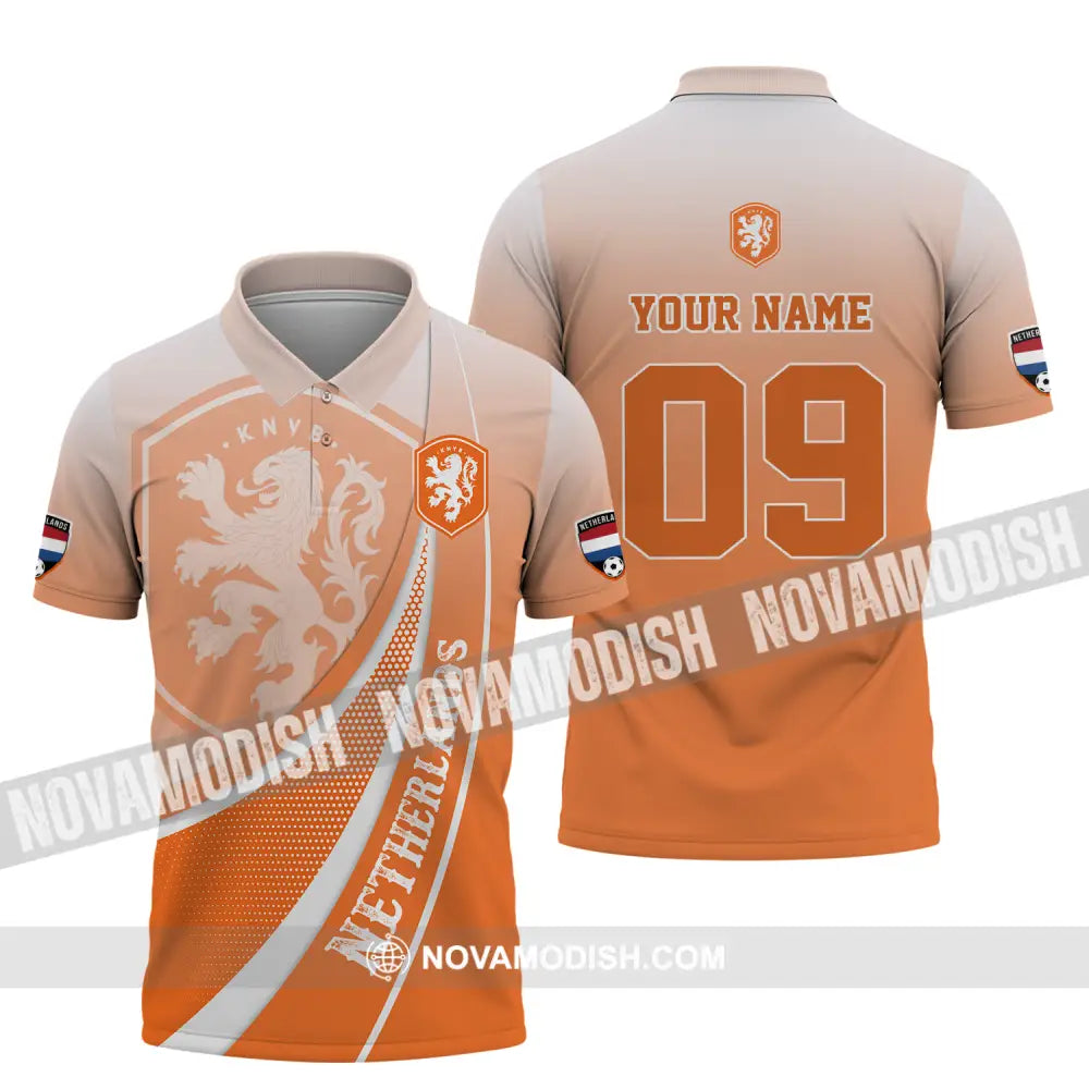 Unisex Shirt - Custom Name And Number Shirt Euro 2024 National Team Netherlands Orange Shirt Polo Shirt / S T-shirt