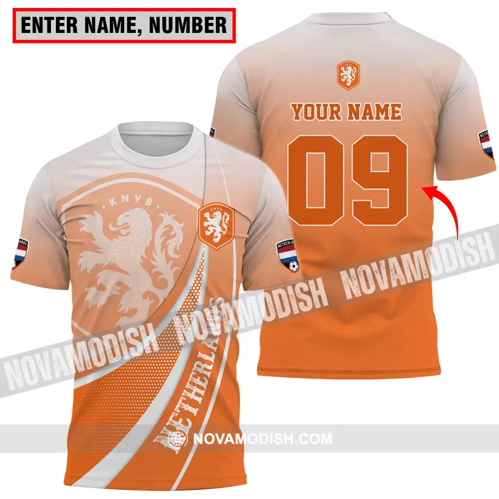 Unisex Shirt - Custom Name And Number Shirt Euro 2024 National Team Netherlands Orange Shirt T-shirt