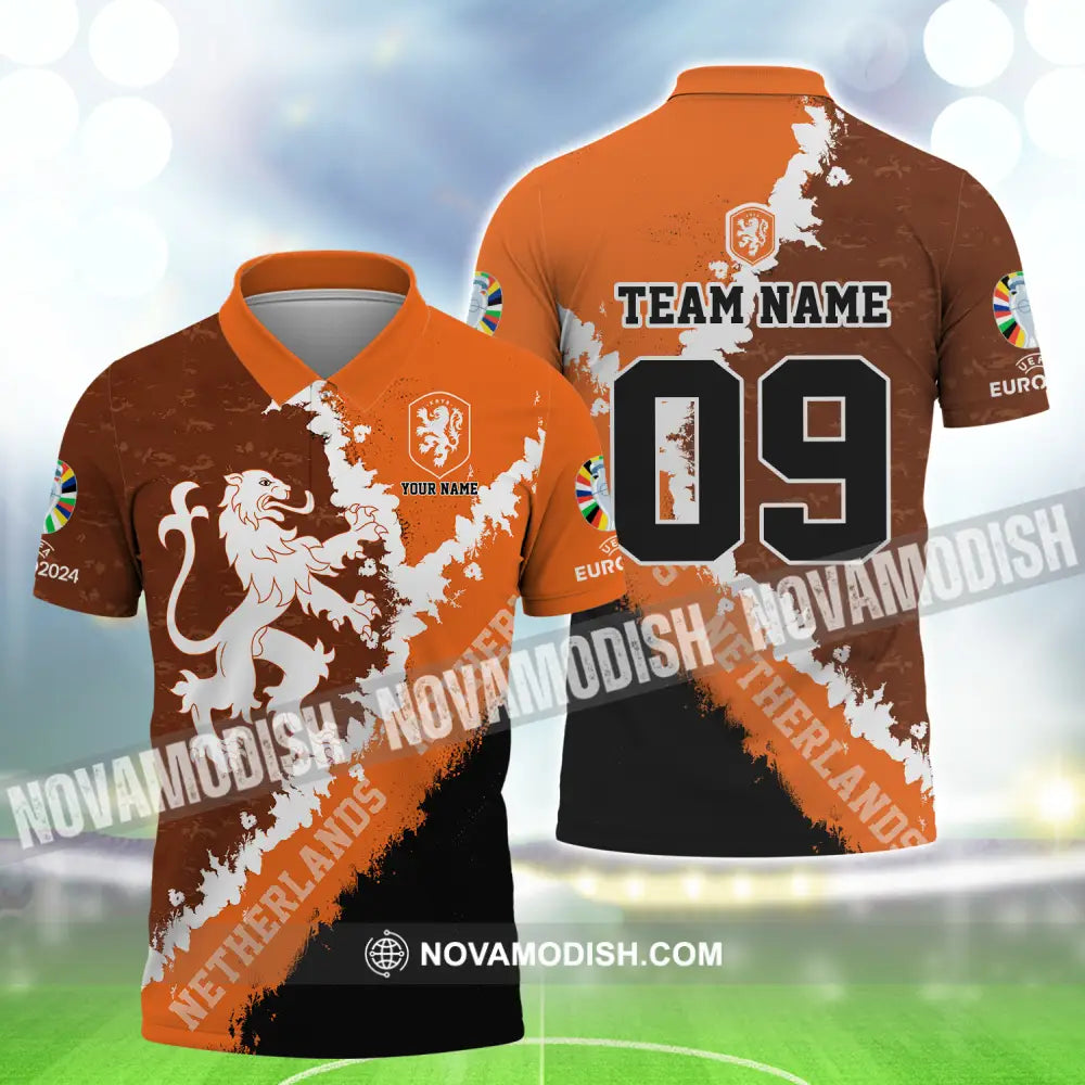 Unisex Shirt - Custom Name And Number Shirt Euro 2024 National Team Netherlands Polo Shirt / S T-shirt