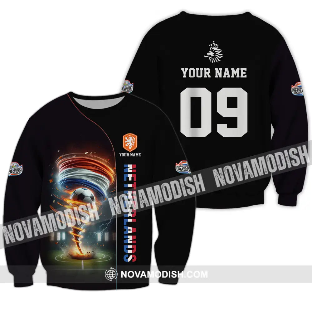 Unisex Shirt - Custom Name And Number Euro 2024 Shirt National Team Netherlands Tornado Long Sleeve / S T-shirt