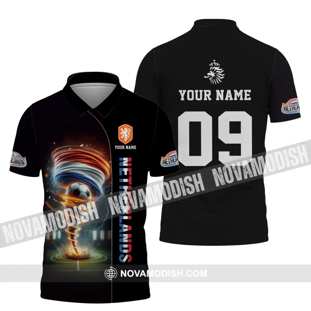 Unisex Shirt - Custom Name And Number Euro 2024 Shirt National Team Netherlands Tornado Polo Shirt / S T-shirt