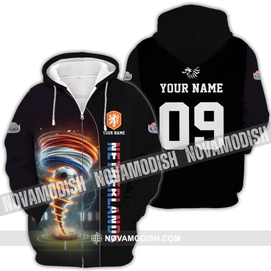 Unisex Shirt - Custom Name And Number Euro 2024 Shirt National Team Netherlands Tornado Zipper Hoodie / S T-shirt