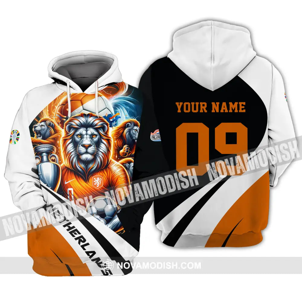 Unisex Shirt - Custom Name And Number Euro 2024 Shirt National Team Orange Lion Netherlands Hoodie / S T-shirt