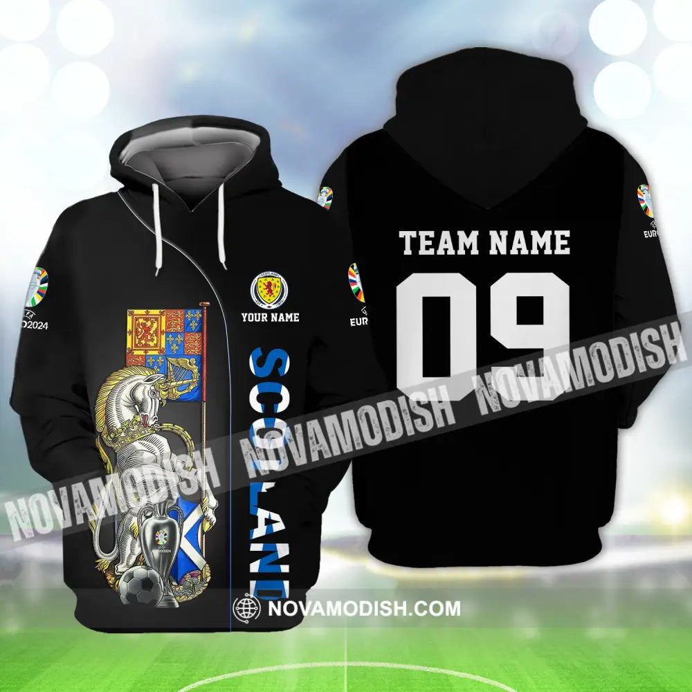 Unisex Shirt - Custom Name And Number Shirt Euro 2024 National Team Scotland Team Hoodie / S T-shirt