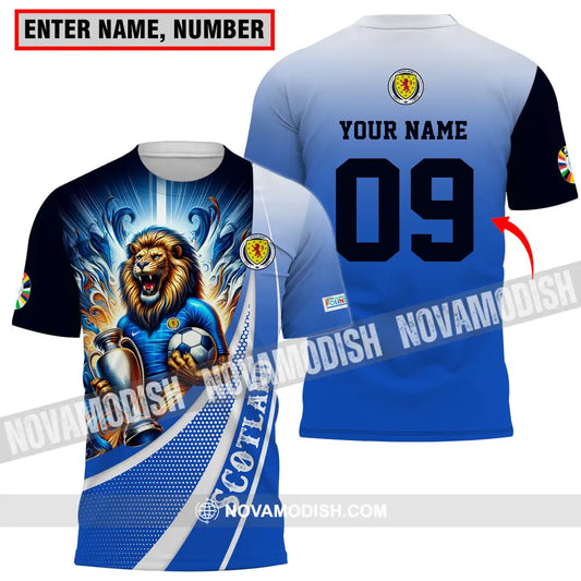 Unisex Shirt - Custom Name And Number Euro 2024 Shirt National Team Scotland Lion Holding Cup T-shirt