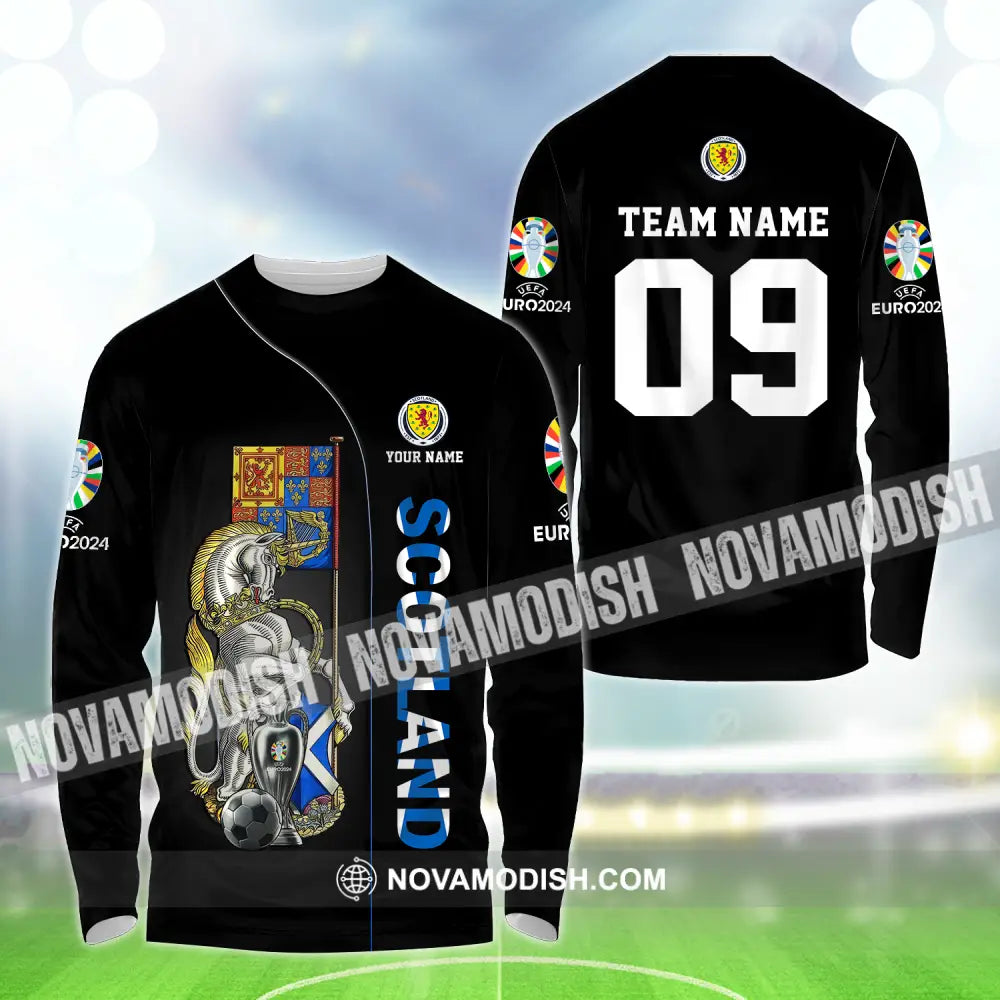 Unisex Shirt - Custom Name And Number Shirt Euro 2024 National Team Scotland Team Long Sleeve Shirt / S T-shirt