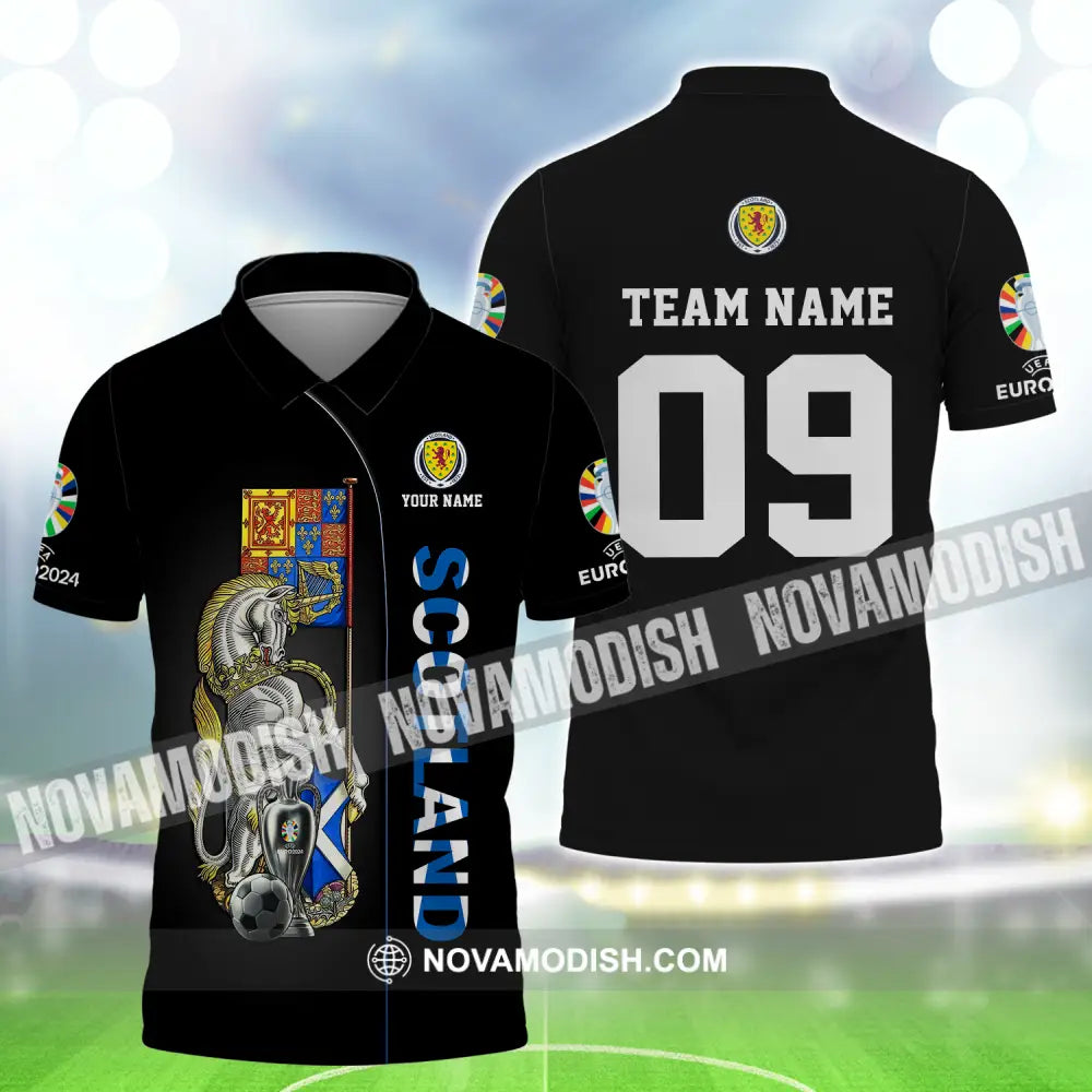 Unisex Shirt - Custom Name And Number Shirt Euro 2024 National Team Scotland Team Polo Shirt / S T-shirt
