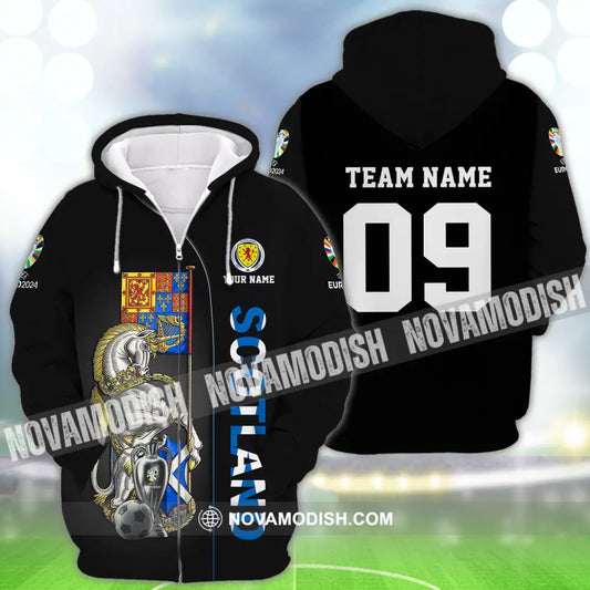 Unisex Shirt - Custom Name And Number Shirt Euro 2024 National Team Scotland Team Zipper Hoodie / S T-shirt