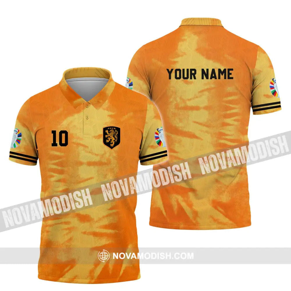Unisex Shirt - Custom Name And Number Euro 2024 Shirt Orange Netherlands Shirt Polo Shirt / S T-shirt
