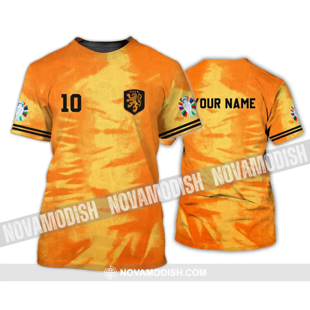 Unisex Shirt - Custom Name And Number Euro 2024 Shirt Orange Netherlands Shirt T-Shirt / S T-shirt