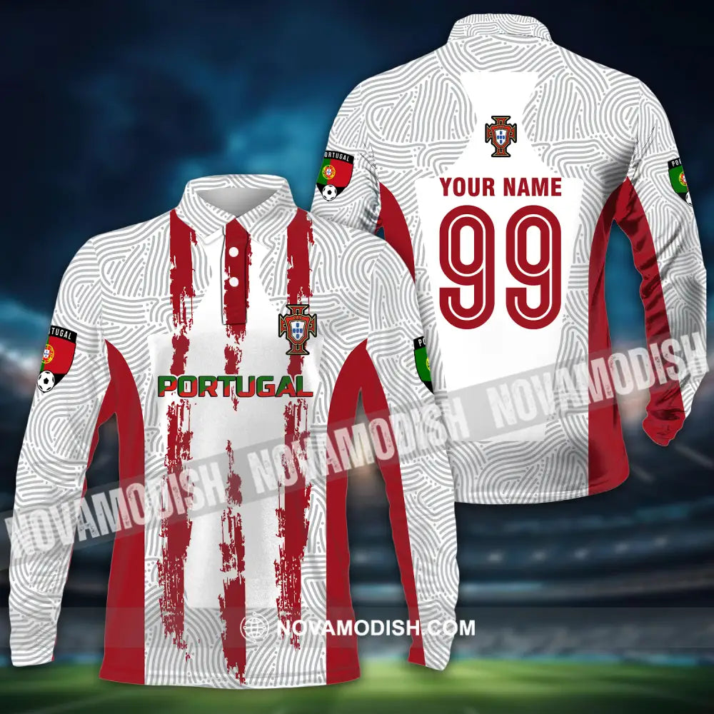 Unisex Shirt - Custom Name And Number Shirt Euro 2024 Portugal National Team Shirt Long Sleeve Polo / S T-shirt