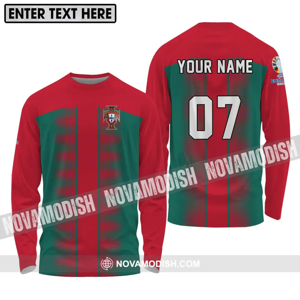Unisex Shirt - Custom Name And Number Shirt Euro 2024 Portugal National Team Long Sleeve Shirt / S T-shirt