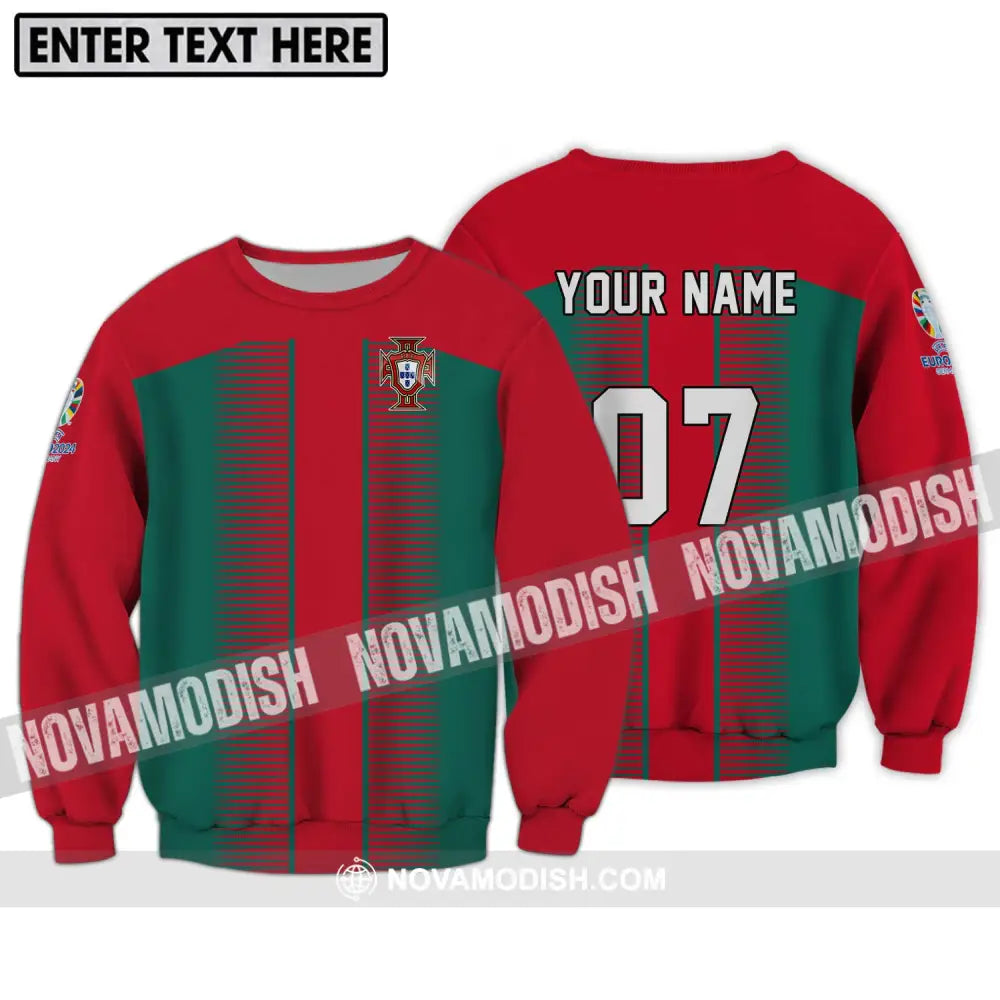 Unisex Shirt - Custom Name And Number Shirt Euro 2024 Portugal National Team Long Sleeve / S T-shirt