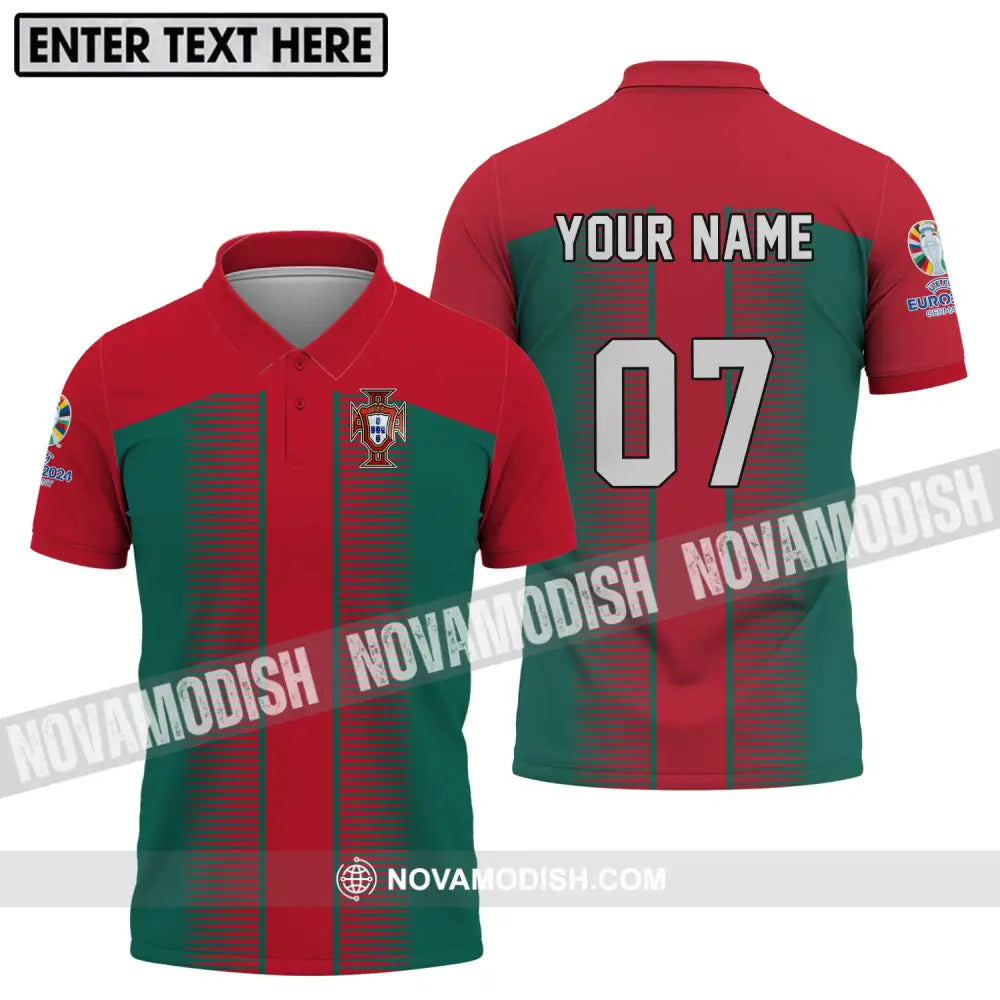 Unisex Shirt - Custom Name And Number Shirt Euro 2024 Portugal National Team Polo Shirt / S T-shirt