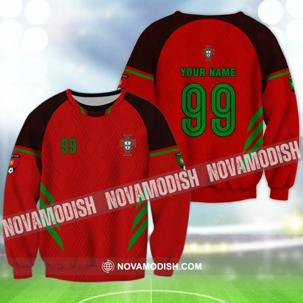 Unisex Shirt - Custom Name And Number Shirt Euro 2024 Portugal National Team Red Shirt Long Sleeve / S T-shirt