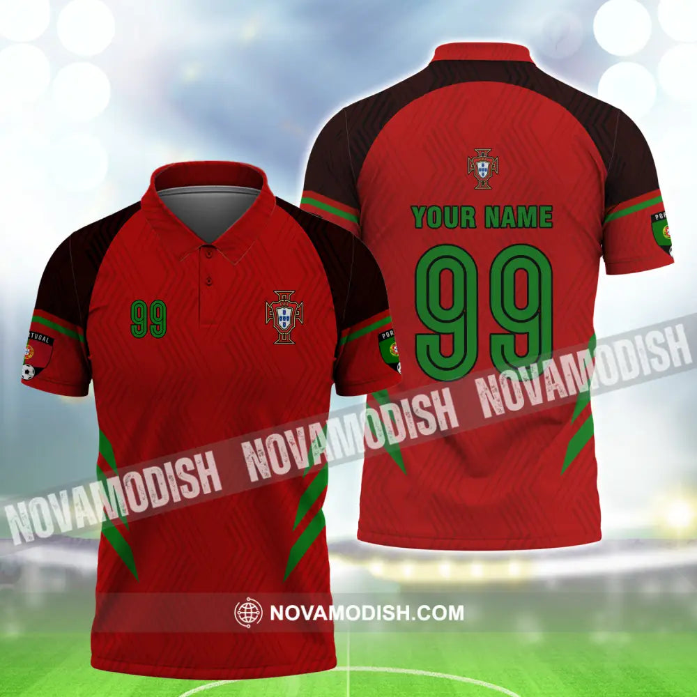 Unisex Shirt - Custom Name And Number Shirt Euro 2024 Portugal National Team Red Shirt Polo Shirt / S T-shirt