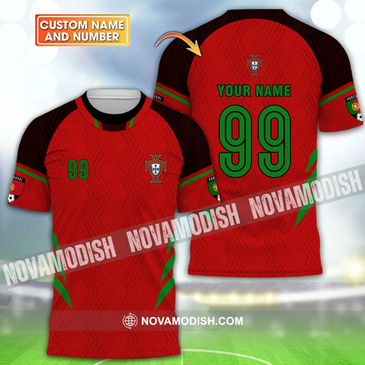 Unisex Shirt - Custom Name And Number Shirt Euro 2024 Portugal National Team Red Shirt T-shirt