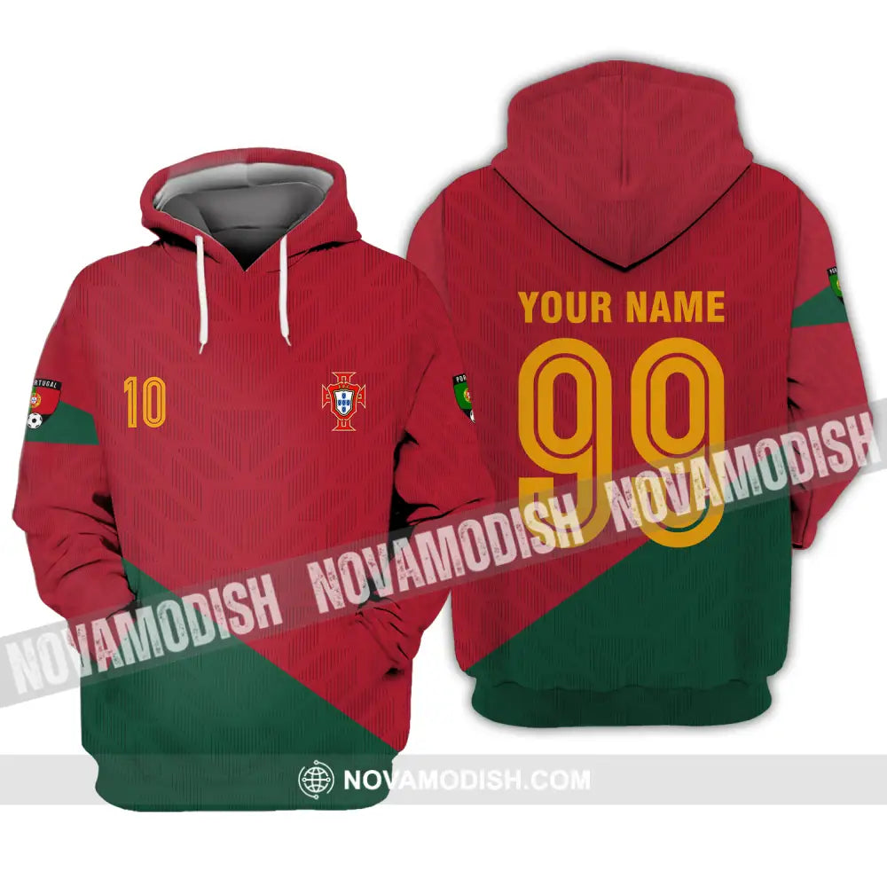 Unisex Shirt - Custom Name And Number Shirt Euro 2024 Red And Green Shirt Portugal National Team Hoodie / S T-shirt