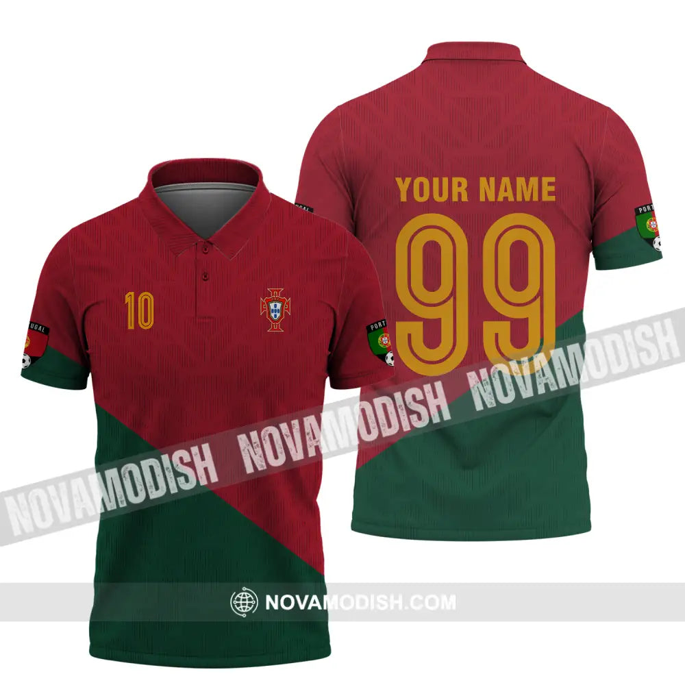 Unisex Shirt - Custom Name And Number Shirt Euro 2024 Red And Green Shirt Portugal National Team Polo Shirt / S T-shirt