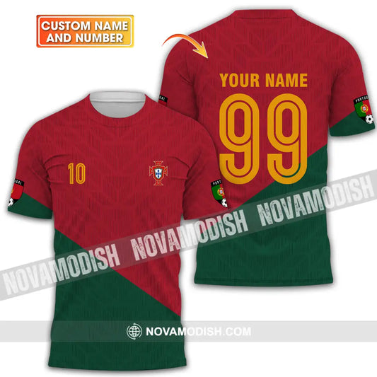 Unisex Shirt - Custom Name And Number Shirt Euro 2024 Red And Green Shirt Portugal National Team T-shirt