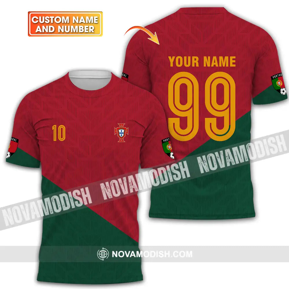 Unisex Shirt - Custom Name And Number Shirt Euro 2024 Red And Green Shirt Portugal National Team T-shirt