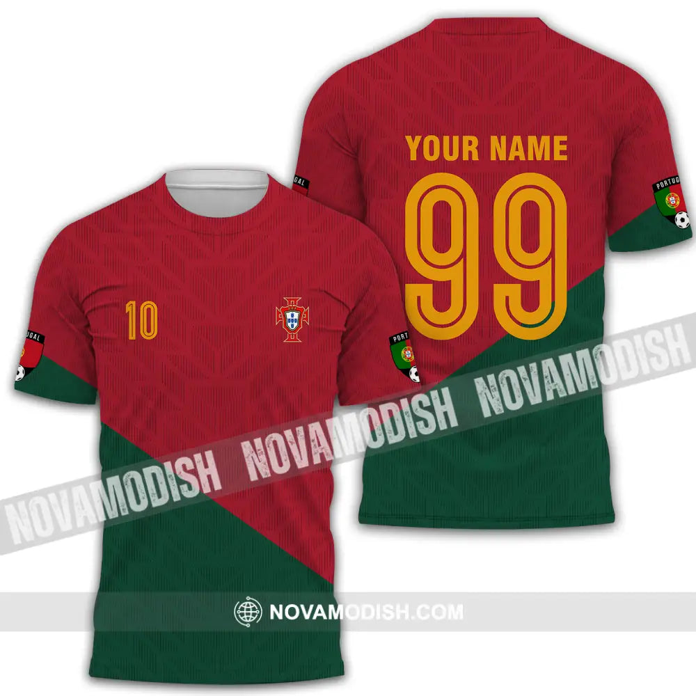 Unisex Shirt - Custom Name And Number Shirt Euro 2024 Red And Green Shirt Portugal National Team T-Shirt / S T-shirt
