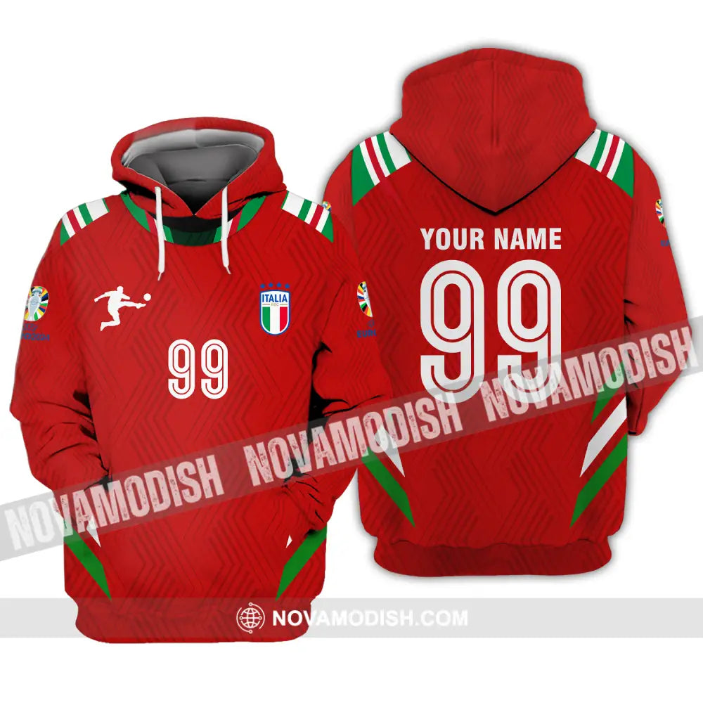 Unisex Shirt - Custom Name And Number Shirt Euro 2024 Red Shirt Italy National Team Hoodie / S T-shirt