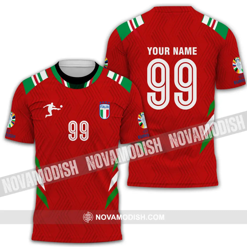 Unisex Shirt - Custom Name And Number Shirt Euro 2024 Red Shirt Italy National Team T-Shirt / S T-shirt