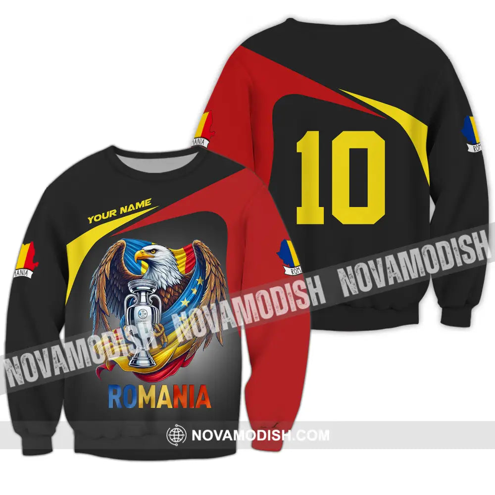 Unisex Shirt - Custom Name And Number Shirt Euro 2024 Romania Long Sleeve / S T-shirt