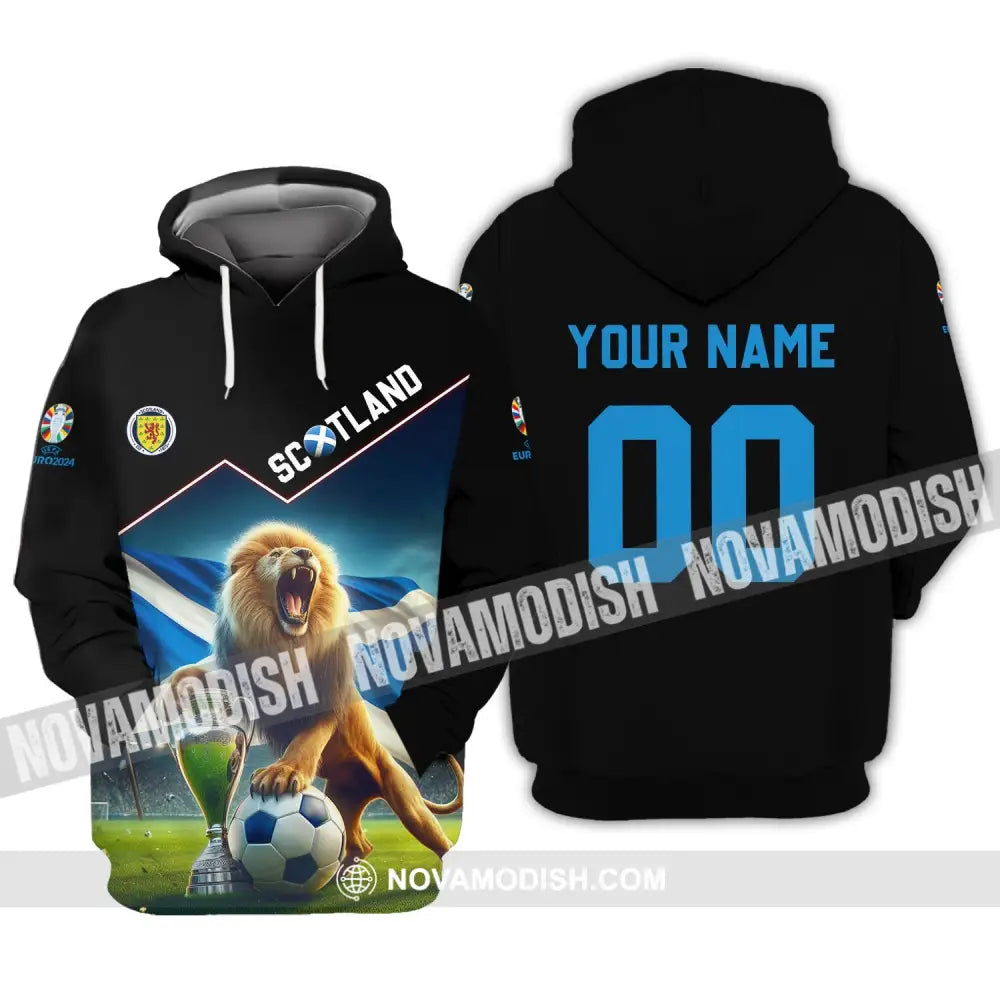 Unisex Shirt - Custom Name And Number Euro 2024 Scotland Team Lover Lion Shirt Hoodie / S T-shirt