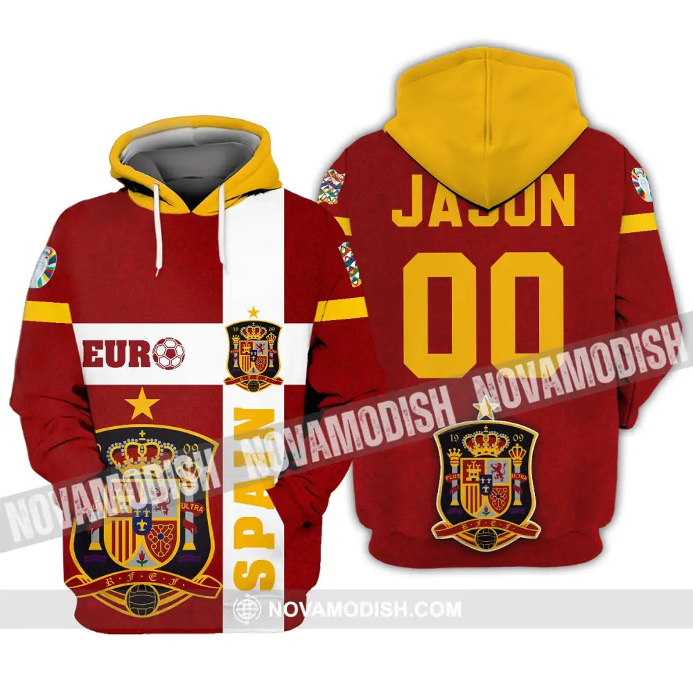Unisex Shirt - Custom Name And Number Euro 2024 Spain Shirt Hoodie / S T-shirt