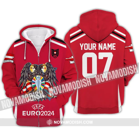 Unisex Shirt - Custom Name And Number Euro 2024 Sport Australia National Team Zipper Hoodie / S