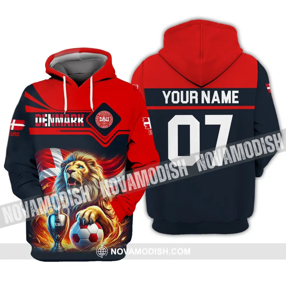 Unisex Shirt - Custom Name And Number Euro 2024 Sport Denmark Team Hoodie / S T-Shirt