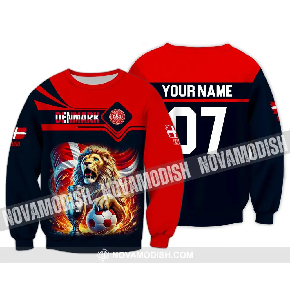 Unisex Shirt - Custom Name And Number Euro 2024 Sport Denmark Team Long Sleeve / S T-Shirt