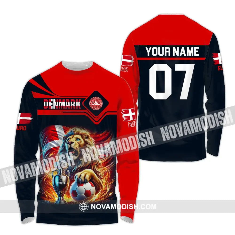 Unisex Shirt - Custom Name And Number Euro 2024 Sport Denmark Team Long Sleeve / S T-Shirt