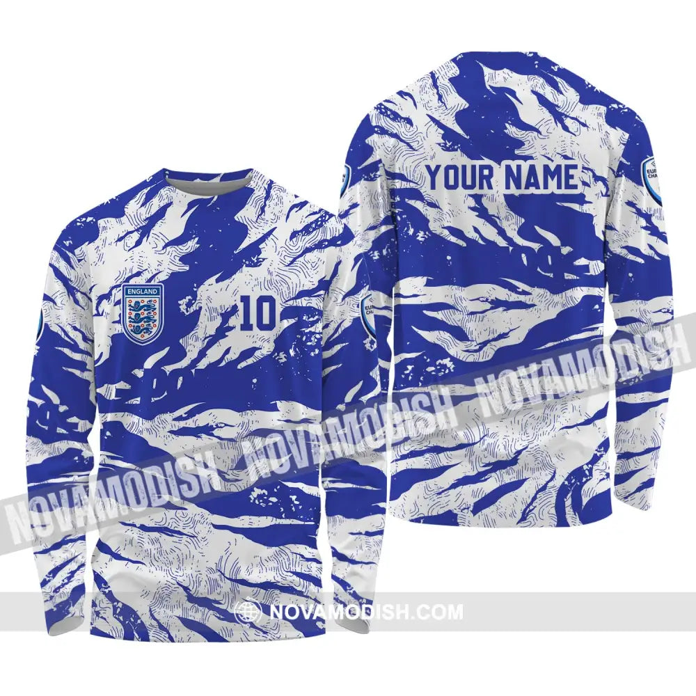 Unisex Shirt - Custom Name And Number Shirt Euro 2024 Team Shirt England National Team Long Sleeve Shirt / S T-shirt