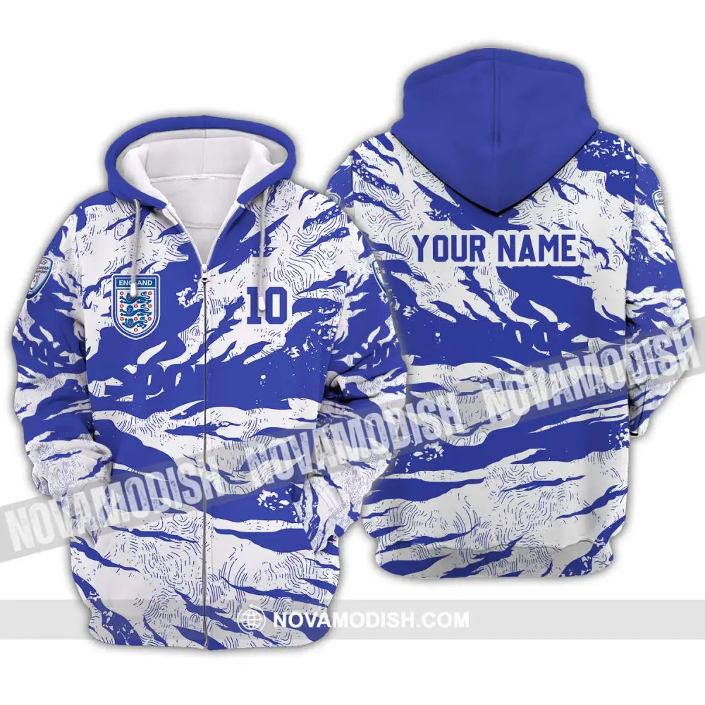 Unisex Shirt - Custom Name And Number Shirt Euro 2024 Team Shirt England National Team Zipper Hoodie / S T-shirt