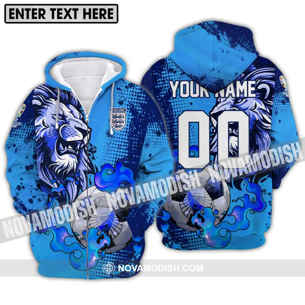 Unisex Shirt - Custom Name And Number Shirt Euro 2024 Team Shirt England Team Zipper Hoodie / S T-shirt