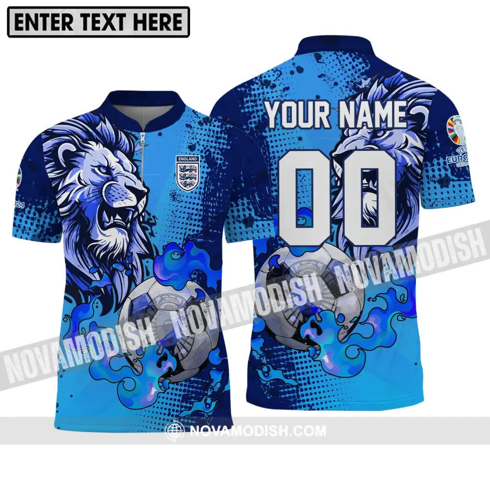 Unisex Shirt - Custom Name And Number Shirt Euro 2024 Team Shirt England Team Zipper Polo Shirt / S T-shirt