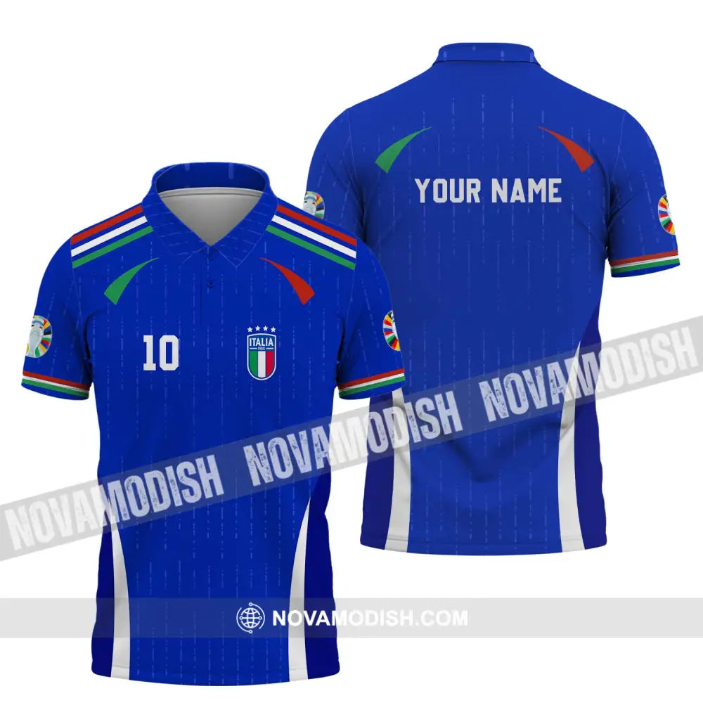 Unisex Shirt - Custom Name And Number Shirt Euro 2024 Team Shirt Italy Polo Shirt / S T-shirt