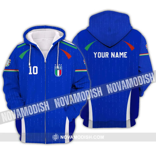 Unisex Shirt - Custom Name And Number Shirt Euro 2024 Team Shirt Italy Zipper Hoodie / S T-shirt