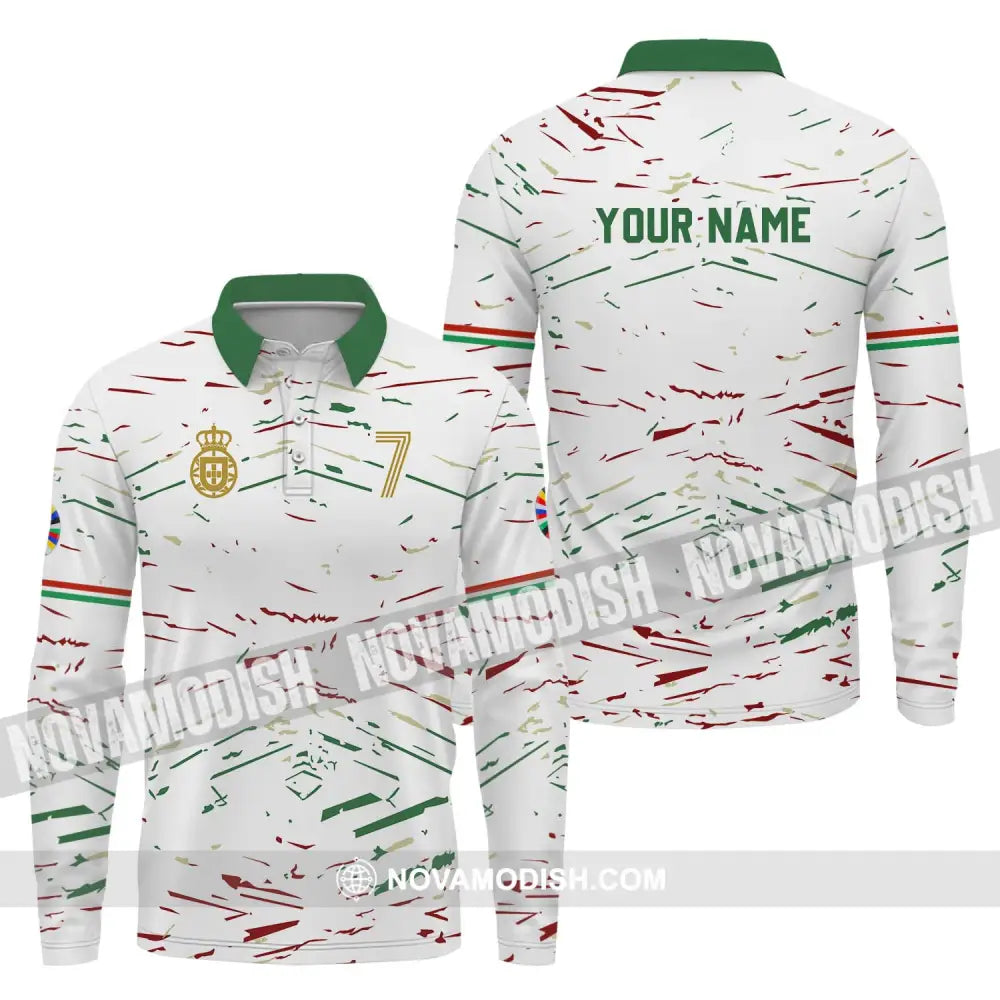 Unisex Shirt - Custom Name And Number Shirt Euro 2024 Team Shirt Line Color Long Sleeve Polo / S T-shirt