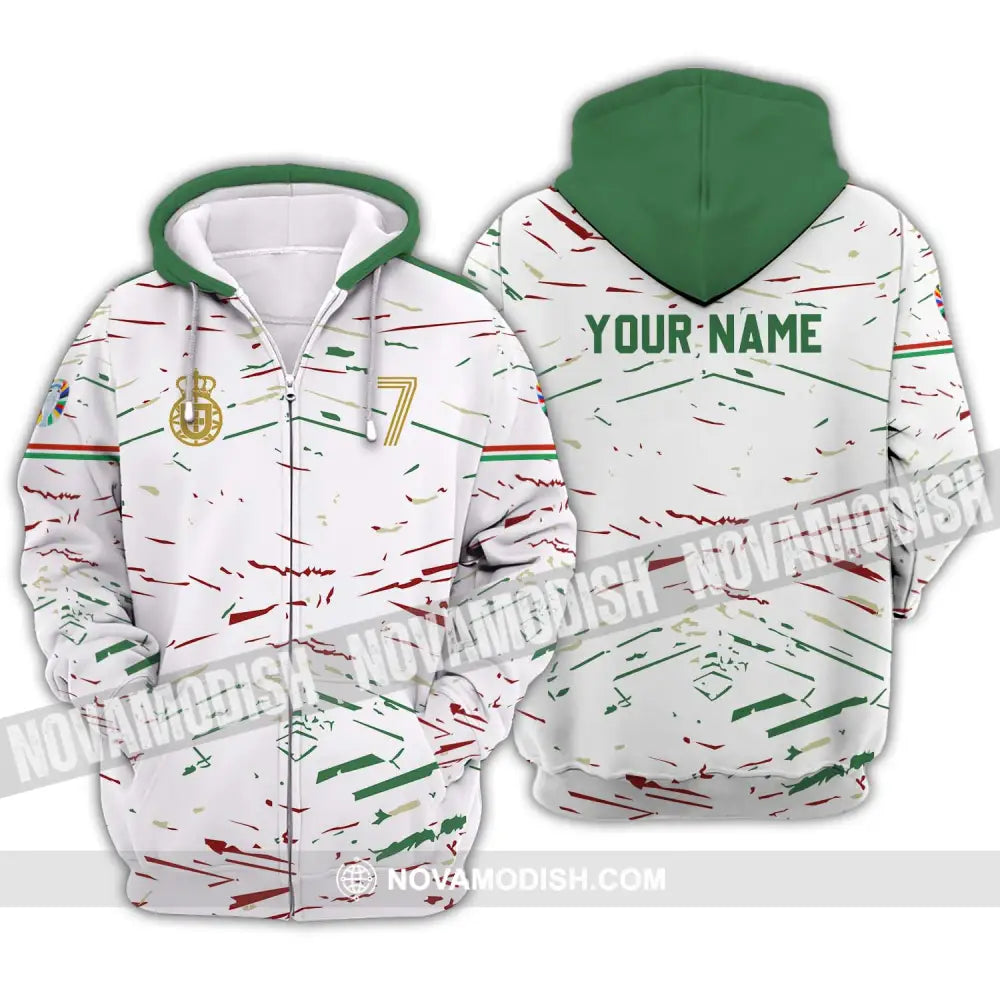 Unisex Shirt - Custom Name And Number Shirt Euro 2024 Team Shirt Line Color Zipper Hoodie / S T-shirt
