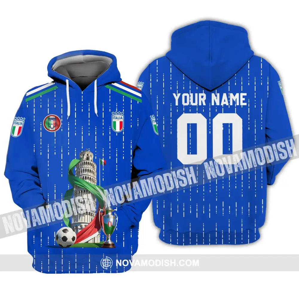 Unisex Shirt - Custom Name And Number Euro 2024 Shirt The Leaning Tower Of Pisa Italia National Team Shirt Hoodie / S