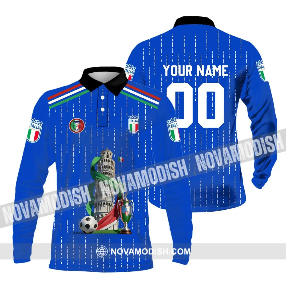 Unisex Shirt - Custom Name And Number Euro 2024 Shirt The Leaning Tower Of Pisa Italia National Team Shirt Long Sleeve
